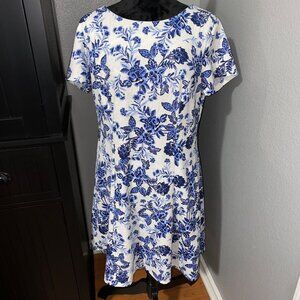 ALYX Dress Women’s Size 16 Blue White Floral Fit & Flare Cottagecore Y2K Classic